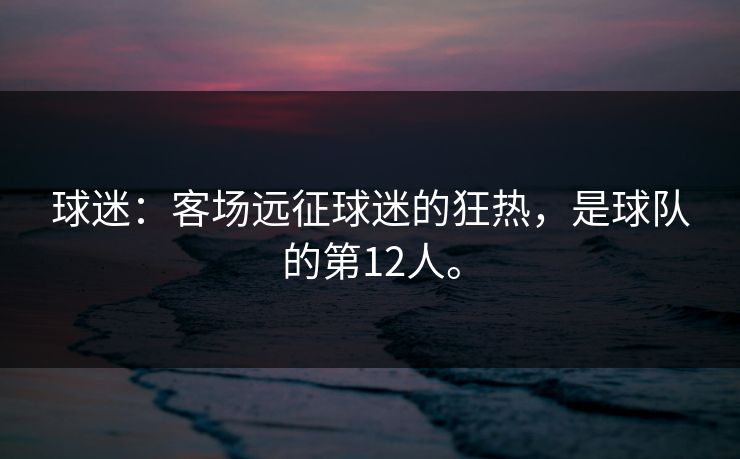 球迷：客场远征球迷的狂热，是球队的第12人。