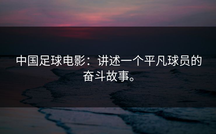 中国足球电影：讲述一个平凡球员的奋斗故事。