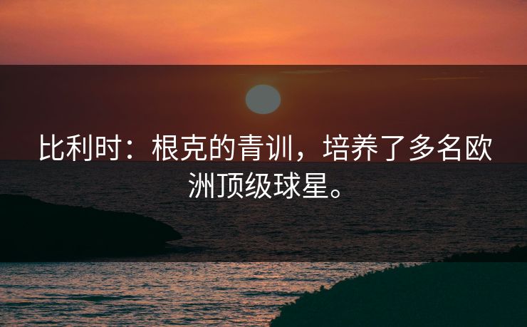 比利时：根克的青训，培养了多名欧洲顶级球星。