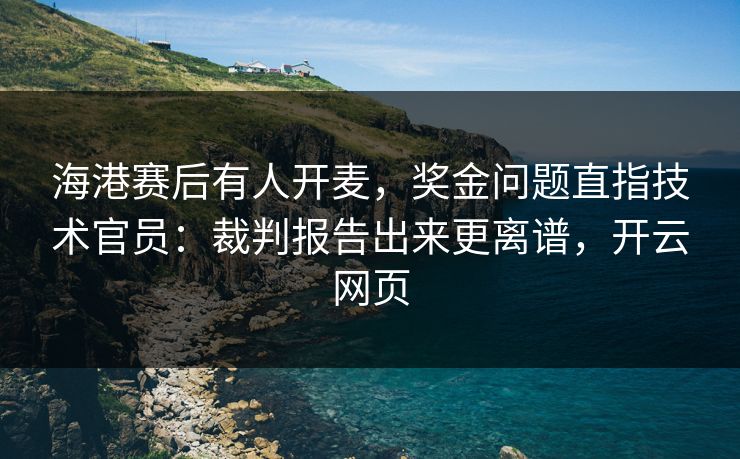 海港赛后有人开麦，奖金问题直指技术官员：裁判报告出来更离谱，开云网页